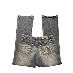 Coogi Embellished Low Rise Bootcut Jeans Size 5/6 Embroidered Denim Monogram Y2K